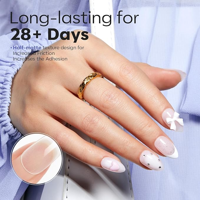 Modelones Short Almond Fake Nail Tips - 510Pcs Gel Tips Pre-shaped Half Matte Full Cover Clear Acrylic Gel Kit False Press on Nails for Extension DIY Salon 15Sizes