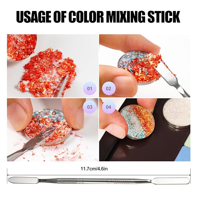 2 Packs Magnetic Makeup Palette Empty with Spatula and Metal Stickers, 18-pan and 9-pan Empty Eyeshadow Palette for Travel, DIY(Fish Scales)