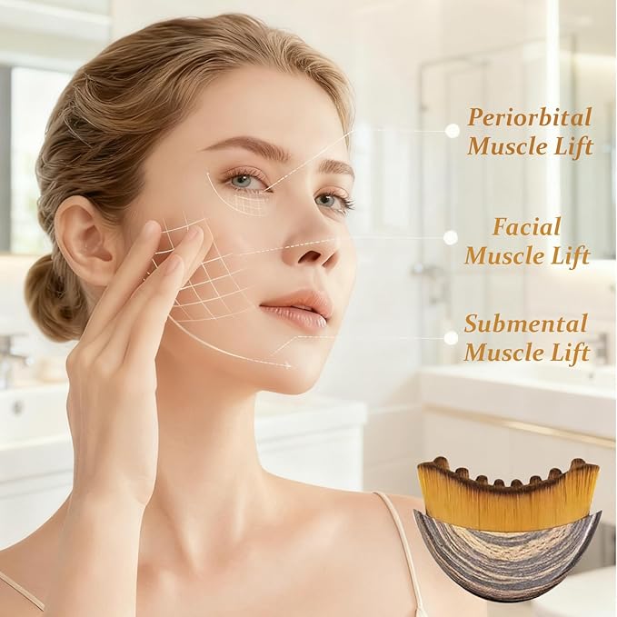 Lymphatic Contour Face Brush, Lymphatic Drainage Massager for Face, Ergonomically Designed to Fit The Skin Precisely (C-2PCS)