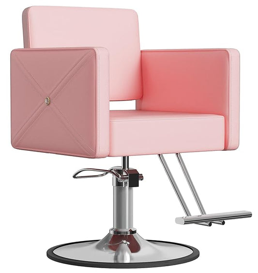 Barber Salon Chairs for Hair Stylist, Height Adjustable Hydraulic Salon Chair, 360 Degrees Rotation, Multi-Function Shampoo Chair for Home Barbershop, Pink