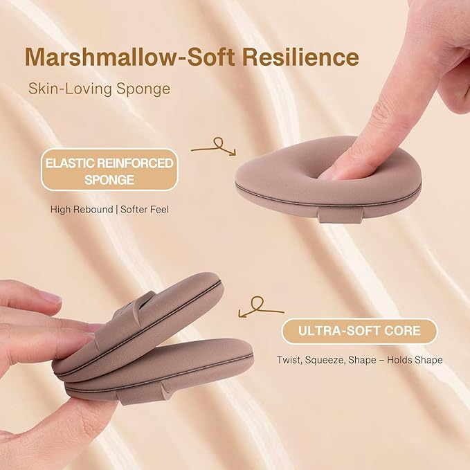 Momo's Workshop Makeup Sponge Puff, Large Beauty Puff for Quick Flawless Makeup, Concealer Powder Puff for Liquid & Cream Foundation 2PCS