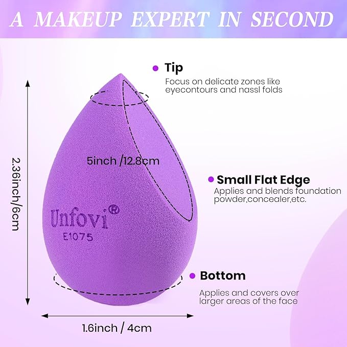 7-Pack Makeup Sponges Set, Cosmetic Sponge for Foundation & Concealer, Latex-Free Reusable Beauty Face Blender, Soft Makeup Blenders for Liquid, Cream, Powder Wet/Dry Application (Multi)