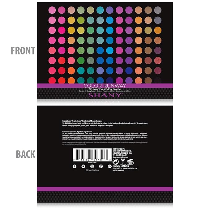 SHANY 96 COLOR RUNWAY Eyeshadow Palette - Highly Pigmented Blendable Natural and Matte Eye shadow Colors Professional Makeup Eye shadow Palette