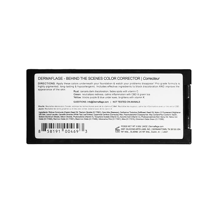 Dermaflage Color Correcting Palette, Color Corrector Concealer for Dark Circles, Redness, Bruises, Dark Spots, by Dermaflage 6.9g/.24oz