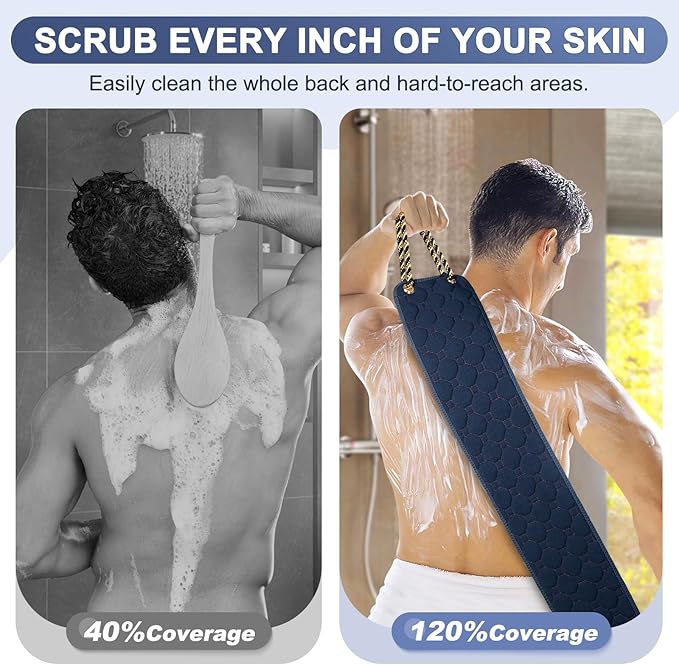 Exfoliating back scrubber with handles,