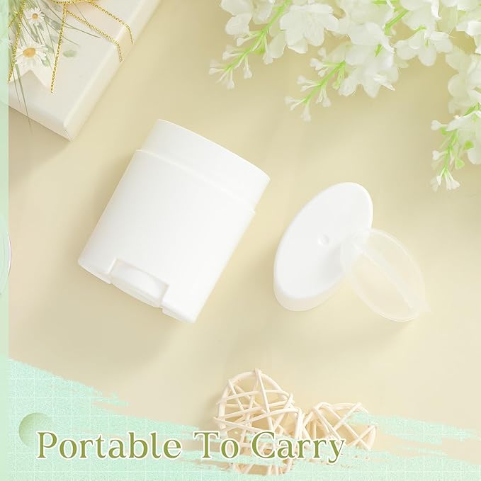 30 Pack 30ml/1oz Empty Deodorant Containers, Bottom Filling, White Plastic Oval Refillable Deodorant Containers Twist up Oval Lip Balm Tube for DIY Deodorants Lipstick Crayon Lotion