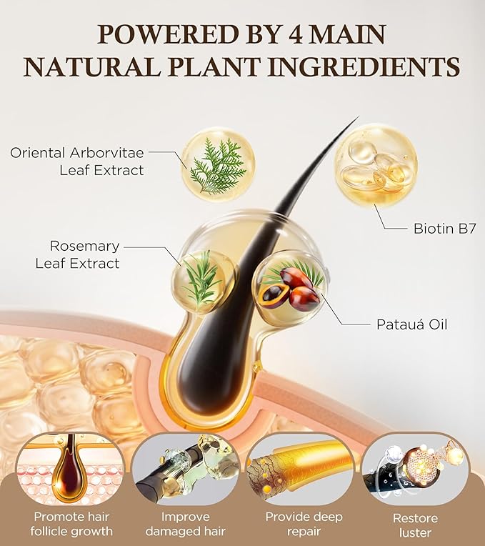 99% Pure Biotin Shampoo for 3X Thicker, Fuller Hair Growth, 80% Less Hair Loss w/Thuja Extract, Batana & Noni Fruit Oil Hair Care for Deep Nourishing,Rosemary Dandruff Treatment for Men Women,11.83oz