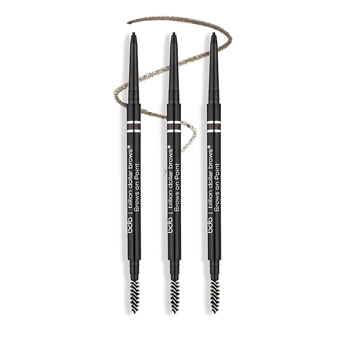 bdb Brows on Point Micro Brow Pencil - Precision Tip & Spoolie, Waterproof, Define Shape and Fill Brows, Taupe, 3-Pack
