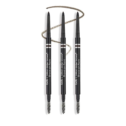 bdb Brows on Point Micro Brow Pencil - Precision Tip & Spoolie, Waterproof, Define Shape and Fill Brows, Taupe, 3-Pack