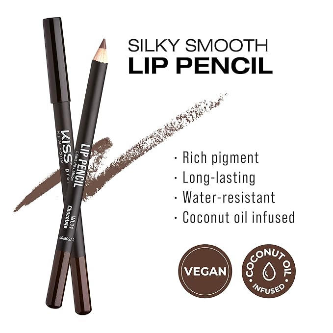 Professional Slim Lip Pencil, Creamy Soft Lip Liner, Smooth Long-Lasting Rich Lip Color, Natural Lip Makeup, Water-Resistant Lip Crayon (Chocolate)
