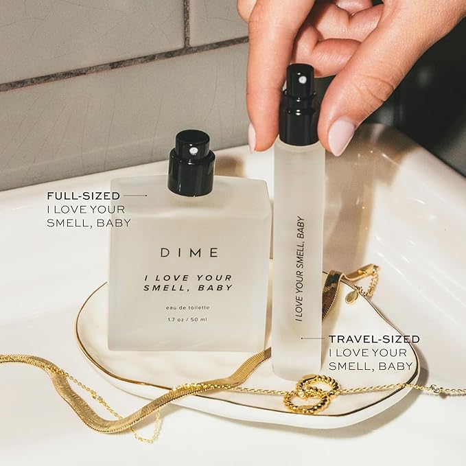 DIME Beauty Perfume I Love Your Smell, Baby, 0.34 oz / 10 ml - Sweet Floral Scent, Hypoallergenic, Clean Perfume, Eau de Toilette For Women