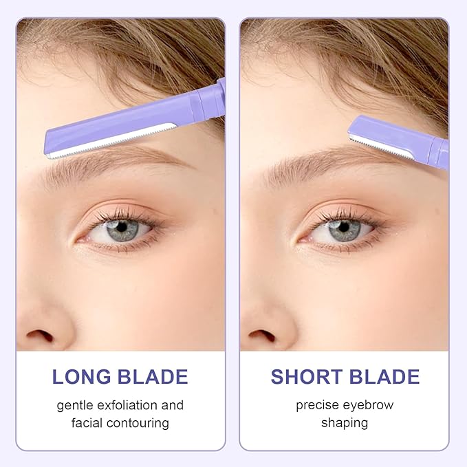 Dermaplane Razor for Women Face & Eyebrow - Dermaplaning Tool for Peach Fuzz Facial Hair Removal,High Precision Blade for Smooth Skin (Purple, 6 Count)