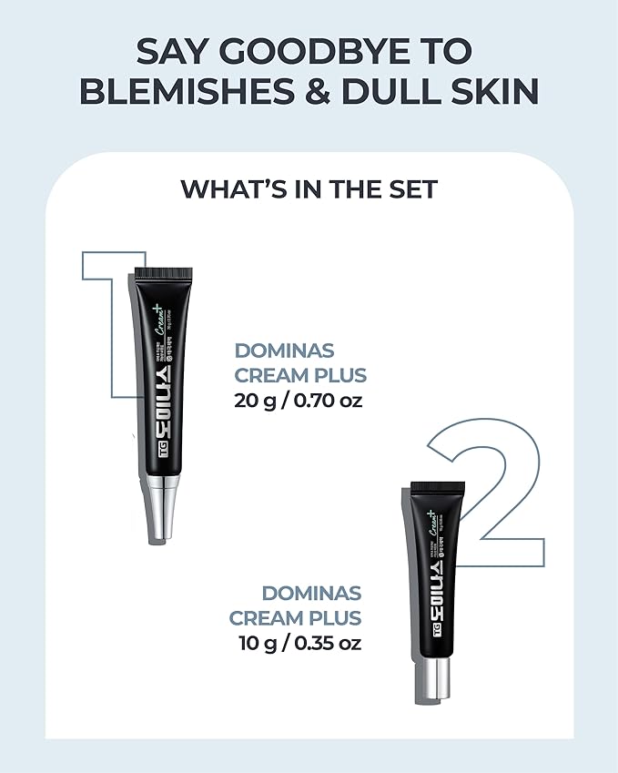 DOMINAS Dark Spot Corrector Cream Plus | Advanced Korean Formula with Niacinamide, TECA, Urea & Panthenol to Improve Uneven Tone, Skin Elasticity & Visible Discoloration | Travel Kit (0.7 + 0.35 oz)