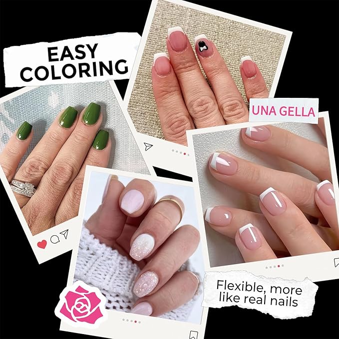 UNA GELLA Extra Short Coffin Nail Tips: XS 216pcs Pre-shape Press on Nails Extra Short Coffin Gel Tips Full Cover Acrylic Fake False Nails Extension 12 Sizes Gelly Tips