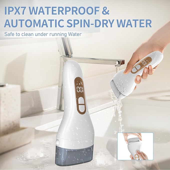 Electric Callus Remover for Feet - with Larger Grinding Head, Portable Pedicure Kit Foot File Callus Remover, Rechargeable Waterproof Foot File for Foot Care Deadskin Remover LCD Display-White