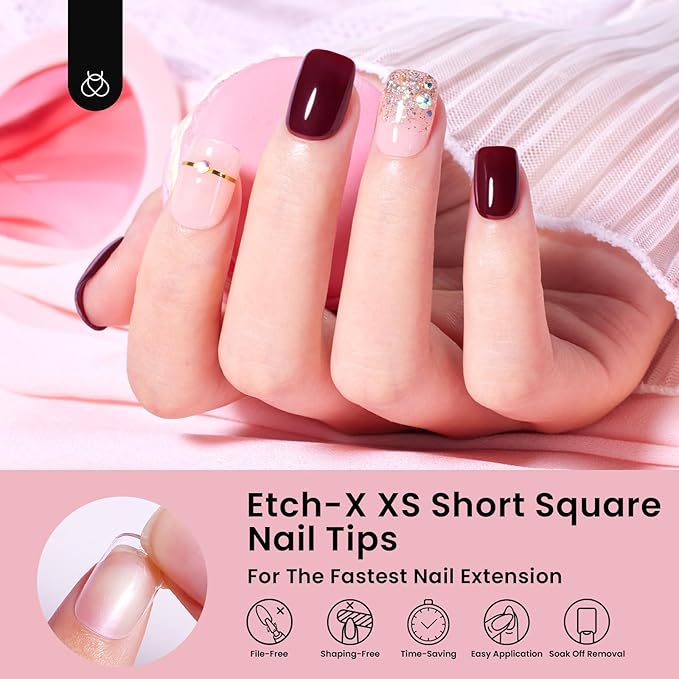 Beetles Gel Nail Tips 288 pcs Extra Short Square Nail Tips 12 Sizes Full Cover Gel Press On Nails Half Matte Acrylic Square Fake Nail Extension Set for Women Home DIY
