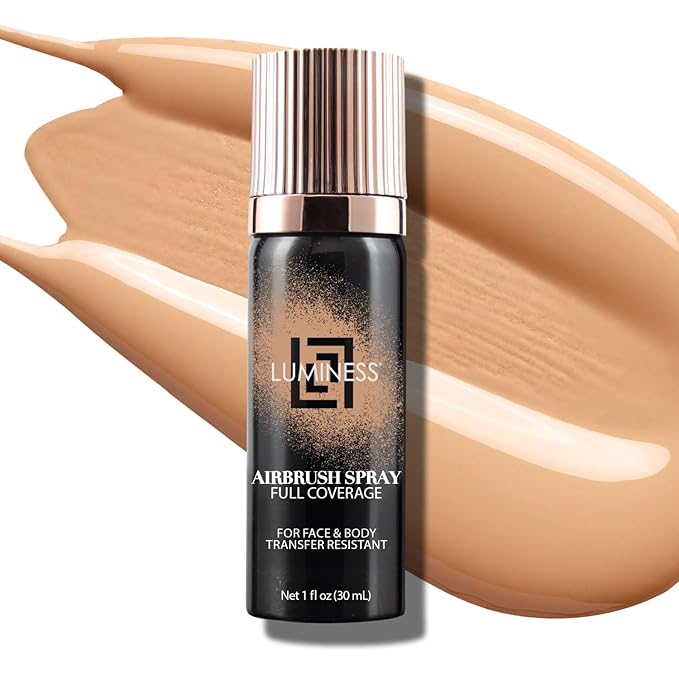 LUMINESS Airbrush Body Coverage - Tattoo Cover Up Makeup - Full Coverage Foundation for Face & Body - Water-Resistant, Long-Wear, Natural Radiant Finish, Medium Warm