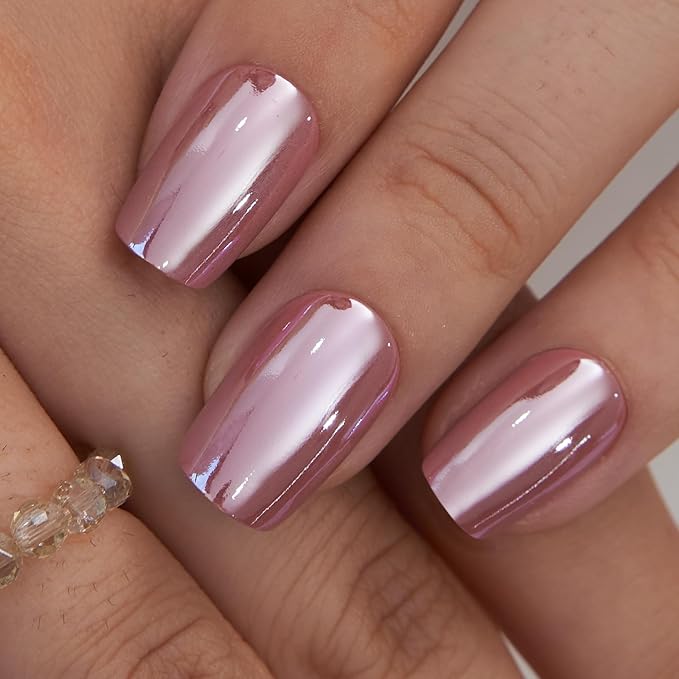 Curvlife Press on Nails Acrylic Pink glitter Fake Nails with Design Full Cover False Nails for Women Reusable Nail Kit with Nail Glue Adhesive Tabs