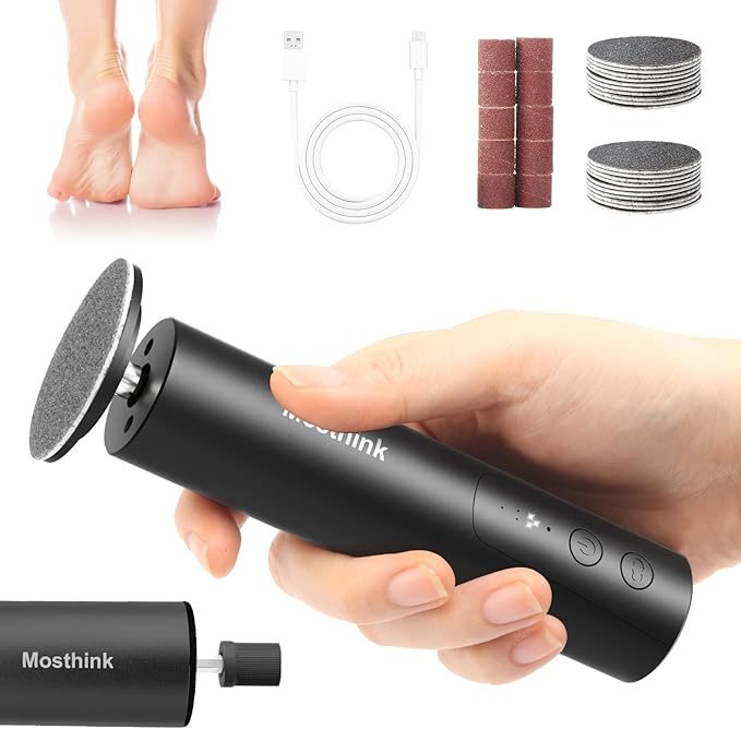 Electric Foot Callus Remover, 2 in 1 | 6 Speed Adjustable Foot File Nail Grinder with Sandpaper Disks, Professional Sander Pedicure Tool for Feet Dead Skin, Self Care Gifts for Women Mom Lover Friends