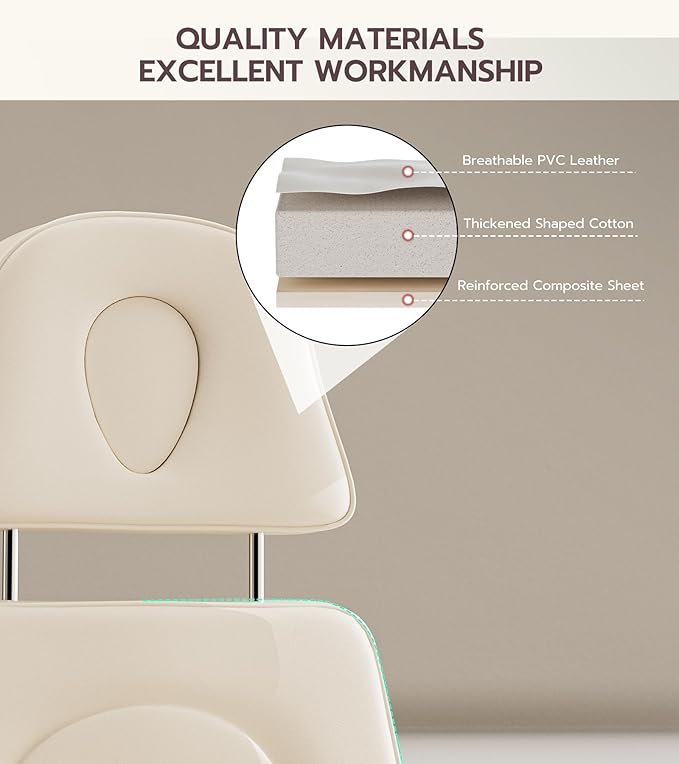 OKAKOPA Fully Electric Massage Table for Esthetician, Professional Treatment Table Facial Bed Used in Spa Beauty Salon, Tattoo Aesthetic Chair, Off-White