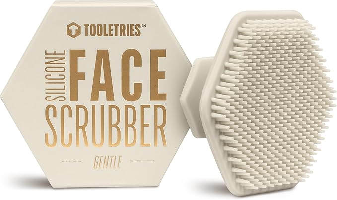 TOOLETRIES Men's Face Scrubber - Premium Silicone Facial Cleansing Brush, Gentle Exfoliator Pad & Soft-Touch Massager - Removes Dead & Dry Skin - Long Lasting Shower Accessories - Sand