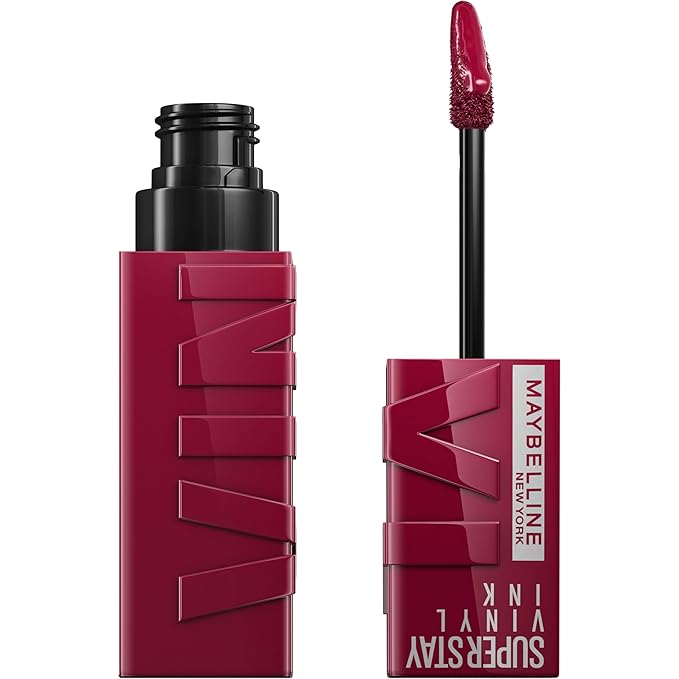 Maybelline Super Stay Vinyl Ink Longwear No-Budge Liquid Lipcolor Makeup, Highly Pigmented Color and Instant Shine, Unrivaled, Berry Burgundy Lipstick, 0.14 fl oz, 1 Count
