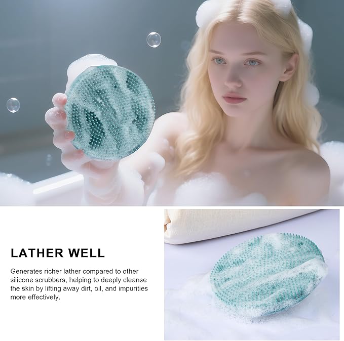 INNERNEED Food Grade Silicone Body Scrubber Gentle Exfoliating Brush for Women Men Deep Clean for All Skin Types, More Hygienic and Well Lather (Black+Dark Green+Pink)