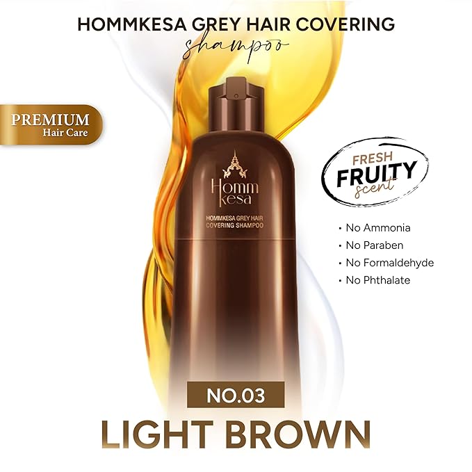 Grey Hair Covering Shampoo (6 Packet) – Premium 3-in-1 Hair Dye Shampoo For Grey Hair (Light Brown)