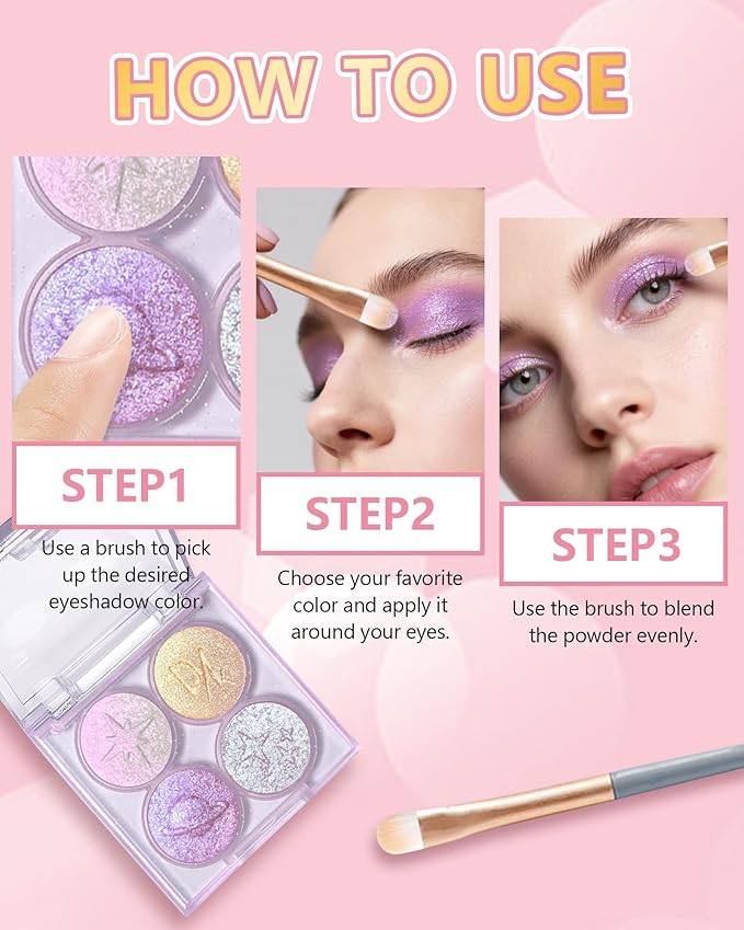 Holographic Multichrome Gold Glitter Eyeshadow&Highlighter Palette, Sparkling Color Shift Metallic Shimmer Face Eye Shadow Palette,Highly Pigmented Creamy Mini Facial Illuminator Fairy Makeup-01