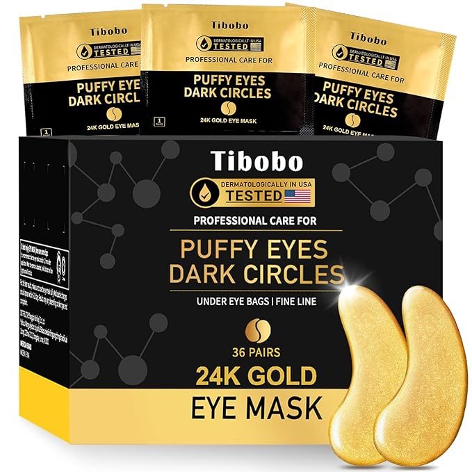 Under Eye Patches (36 Pairs) - 24K Gold Eye Masks Enriched with Abundant Collagen for Dark Circles, Puffy Eyes, Wrinkles - Gifts for Women Skin Care - Vegan & USA Tested
