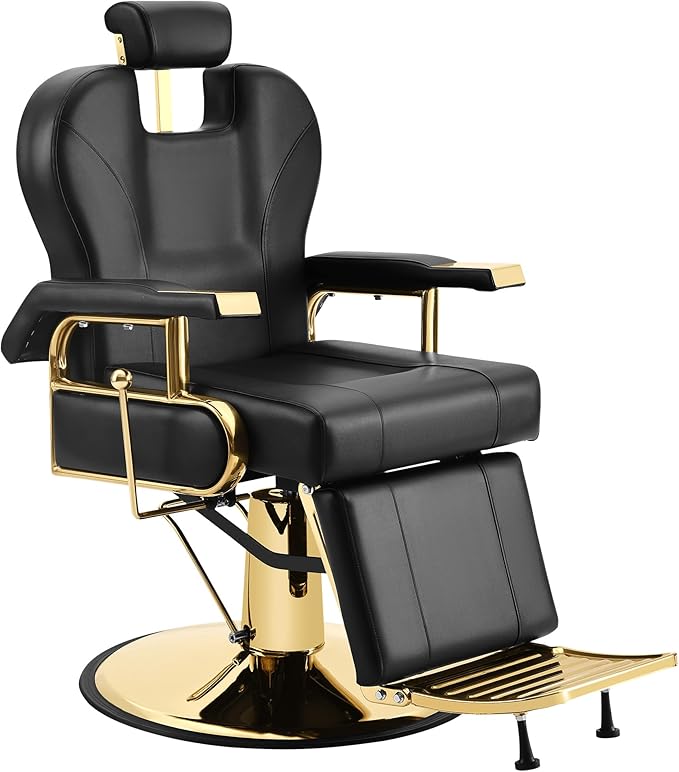 Barber Chair Professional Reclining Salon Chair for Hair Stylist Heavy Duty Hydraulic 360 Degree Swivel, Height Adjustable Spa Beauty Equipment for Barbershop