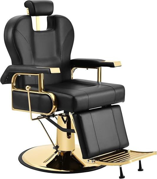 Barber Chair Professional Reclining Salon Chair for Hair Stylist Heavy Duty Hydraulic 360 Degree Swivel, Height Adjustable Spa Beauty Equipment for Barbershop