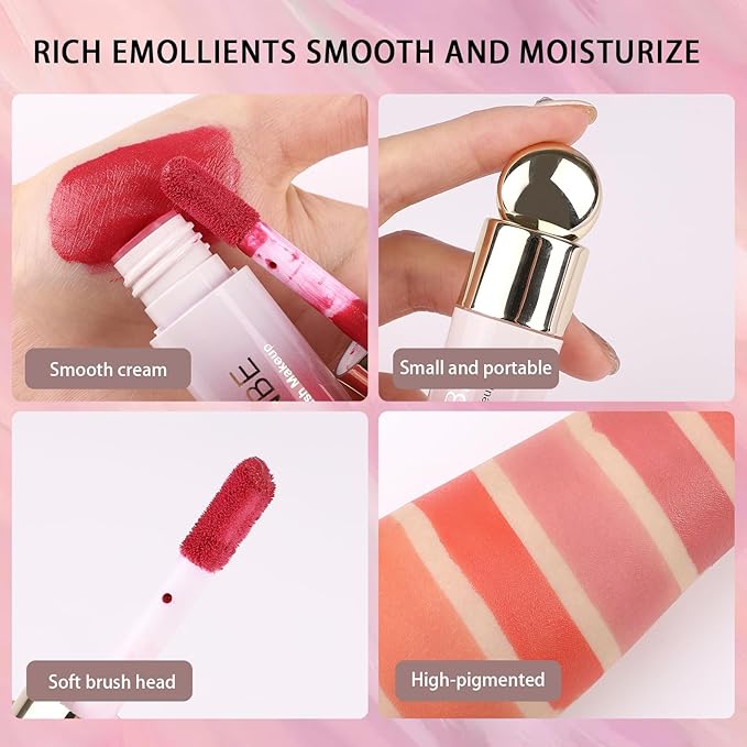 UCANBE 3 PCS Liquid Blush Makeup Kit, Soft Cream Face Blush for Cheeks, Dewy Cheek Tint, Easy to Blend & Light Weight Face Blushes for Women Girls(02)