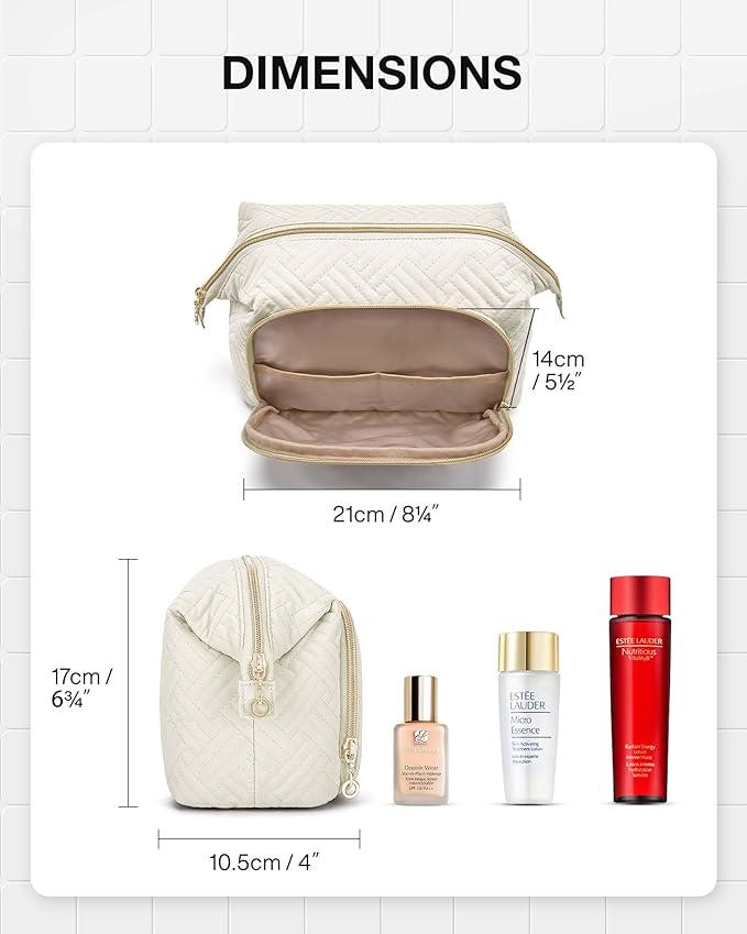 BAGSMART Travel Makeup Bag, Cosmetic Bag Make Up Organizer Case,Large Wide-open Pouch for Women Purse for Toiletries Accessories Brushes