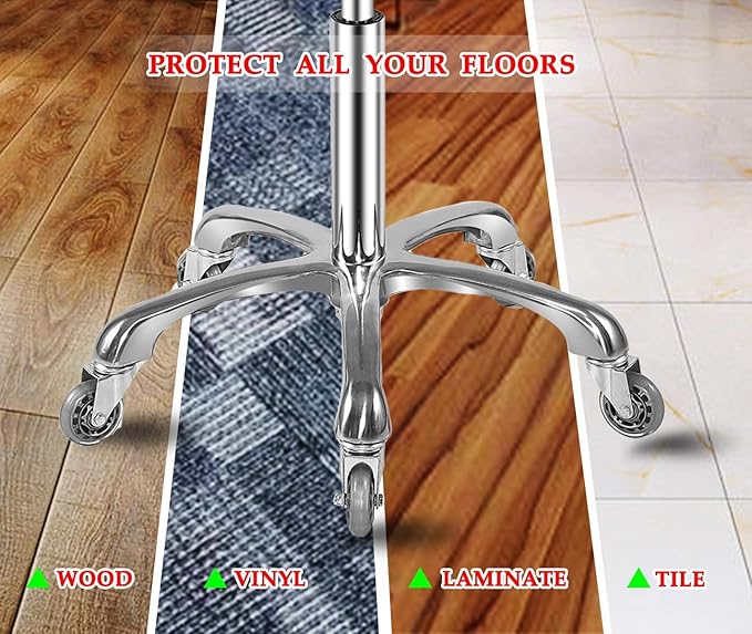 Rolling Stool with Wheels, Heavy Duty 400 lbs Stool for Shop Guitar Lab Tattoo Workbench Medical, Adjustable Swivel Chair (Grey)