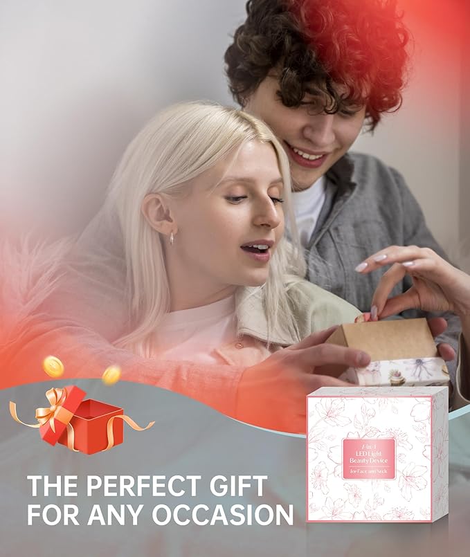 7 Color Light Therapy Facial Massager with Adjustable Vibration and Thermals for Wrinkles, Double Chin, Red Light Skin Care Tool with Base, Pink