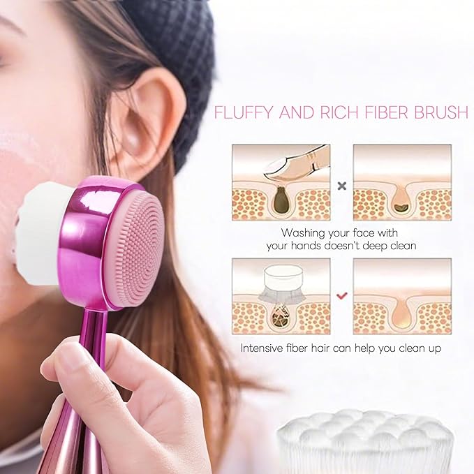 Face Brush 2 in 1, Facial Cleansing Brush Double Sides, Facial Exfoliation Scrub Brush Silicone Manual Face Scrubber Brush for Gentle Deep Pore Cleansing, Skincare (Gold, 2 Pack)