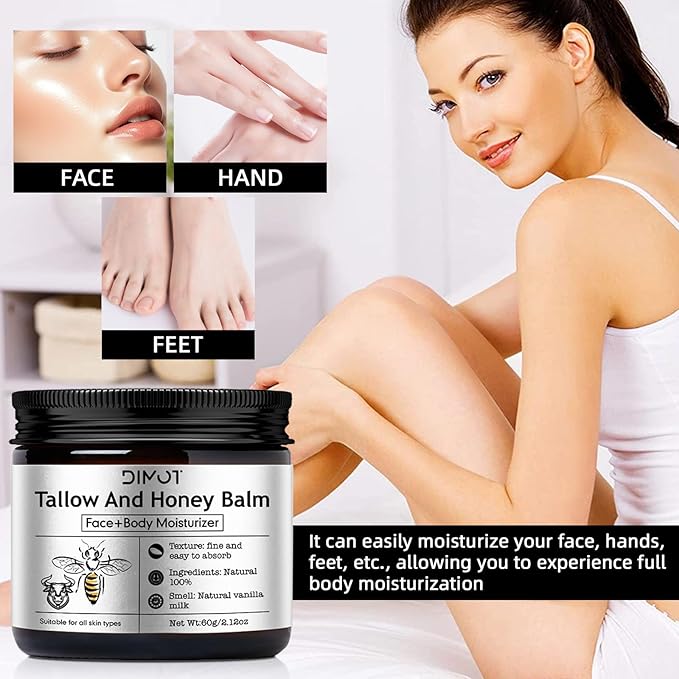 Tallow and Honey Balm for Skin Honey Butter Face & Body Cream For Skin Firming & Hydrating Balm Skin Care Tallow Face Moisturizer Cream (2)