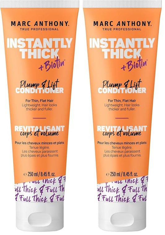 Marc Anthony Instantly Thick Biotin Conditioner, 8.45 oz - Volumizing & Moisturizing Hair Product for Thin, Flat or Dry Hair - Paraben-free, Sulfate-free, Phthalate-free (Pack of 2)