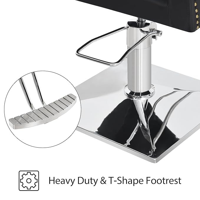 BarberPub Salon Chair for Hair Stylist, Hydraulic Barber Styling Chair, Beauty Spa Equipment 8813 (6" Seat Height Adjustment) (Black)