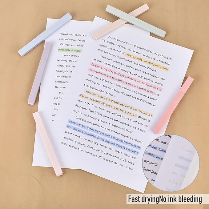 Pastel Highlighters, Bible Highlighters No Bleed, Aesthetic Highlighter Assorted Colors, Cute Highlighter for School, Journals, Bibles, Notebooks, Office, Back to School Supplies