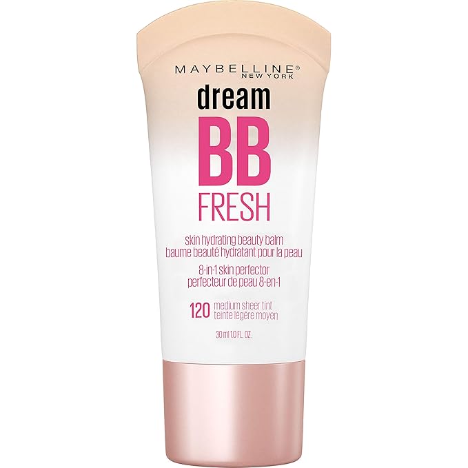 Maybelline Dream Fresh Skin Hydrating BB cream, 8-in-1 Skin Perfecting Beauty Balm with Broad Spectrum SPF 30, Sheer Tint Coverage, Oil-Free, Medium, 1 Fl Oz