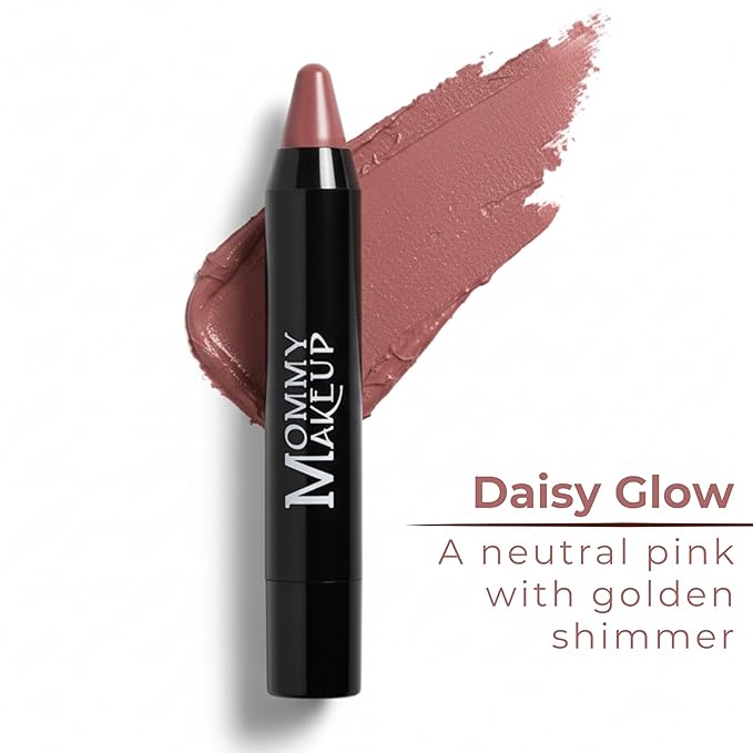 Mommy Makeup Triple Sticks Lipstick, Cream Blush & Teatment All-In-One with Shea & Cocoa Butter - Soft & Creamy Moisturizing Lip Crayon For Lips & Cheeks (Daisy Glow)