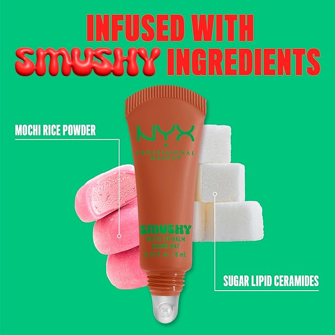 NYX PROFESSIONAL MAKEUP Smushy Matte Lip Balm, Tinted Lip Moisturizer with Soft, Matte Finish - Soft Smile (Soft Nude)