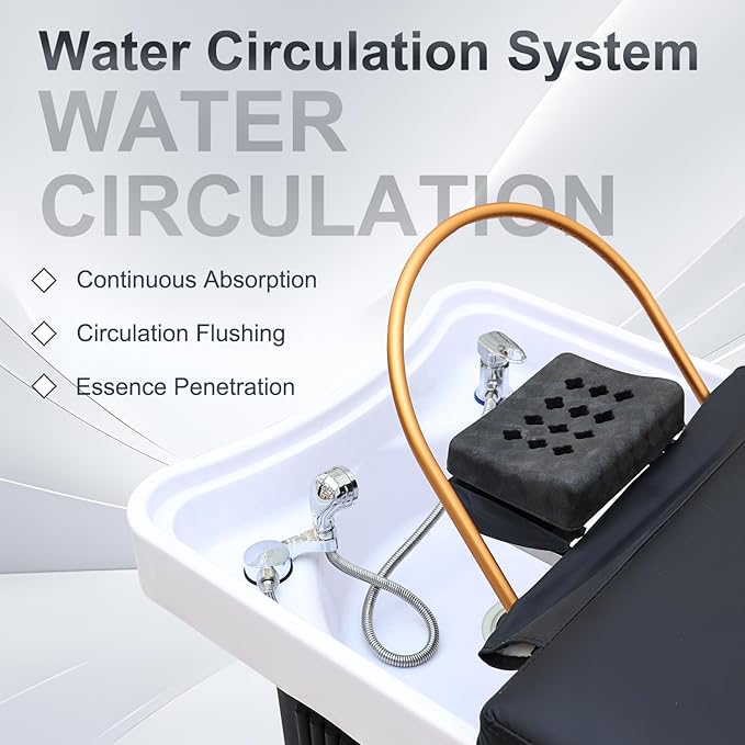 Japanese Head Spa Bed, Professional Head Spa Equipment with Foot Bath Basin, Fumigation, Waterfall Shampoo MassageTable for Spa Beauty Salon Barber