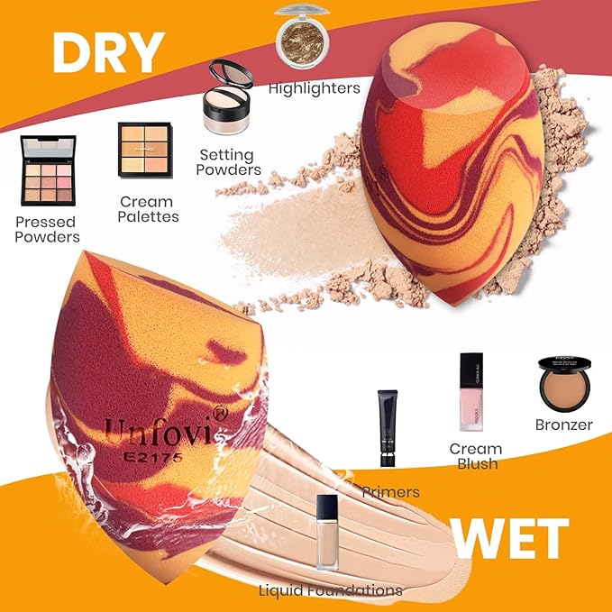 Tri Color Makeup Sponge, Low Absorption Latex Free Soft Makeup Sponges For Foundation,7pcs Beauty Sponge Blender for Power&Cream,Liquid(Burgundy+Red+Orange)