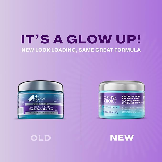 The Mane Choice Tropical Moringa Sweet Oil & Honey Endless Moisture Braid-Out Hair Glaze, Twist & Braid Cream Gel w/Flexible Hold for Hair Definition & Strength, Helps Reduce Frizz & Breakage, 12 Oz