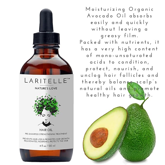 Laritelle Organic Hair Growth Treatment – Nature’s Love – 4 oz – Botanical Oil Blend for Follicle Stimulation & Scalp Renewal – Made in USA