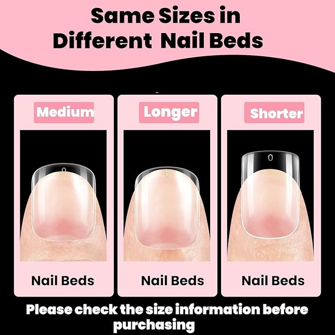 600 Pcs Extra Short XXS Square Nail Tips,SINOKAME Clear Press on Nails for Kids Women Small Short Petite Nail Beds, 12 Sizes DIY Salon Home Manicure Nail Extension
