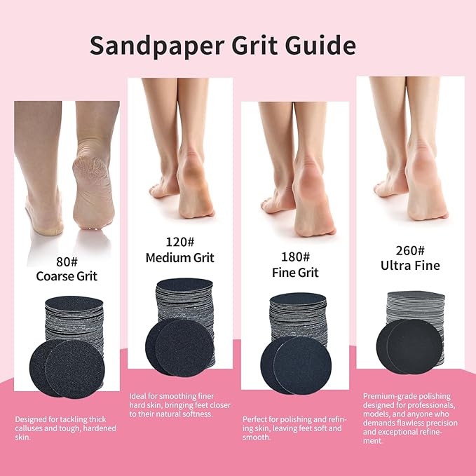 120pcs Replaceable Sandpaper for Electric Foot Callus Remover, 260 Grit Ultra-Fine Sandpaper Refill Discs